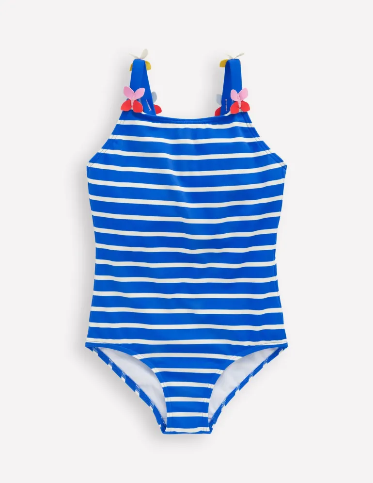Applique Strap Swimsuit-Gallery Blue Stripe Butterfly-Boden Cheap