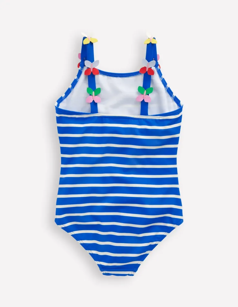 Applique Strap Swimsuit-Gallery Blue Stripe Butterfly-Boden Cheap