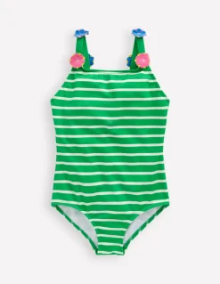 Applique Strap Swimsuit-Sapling Green Stripe Hearts-Boden Sale