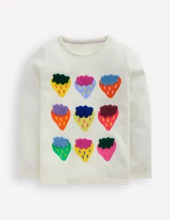 Ari Long Sleeve Boucle T-shirt-Ivory Strawberries-Boden Store