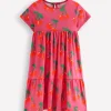 Ariel Twirly Jersey Dress-Sorbet Pink Cherries-Boden Store