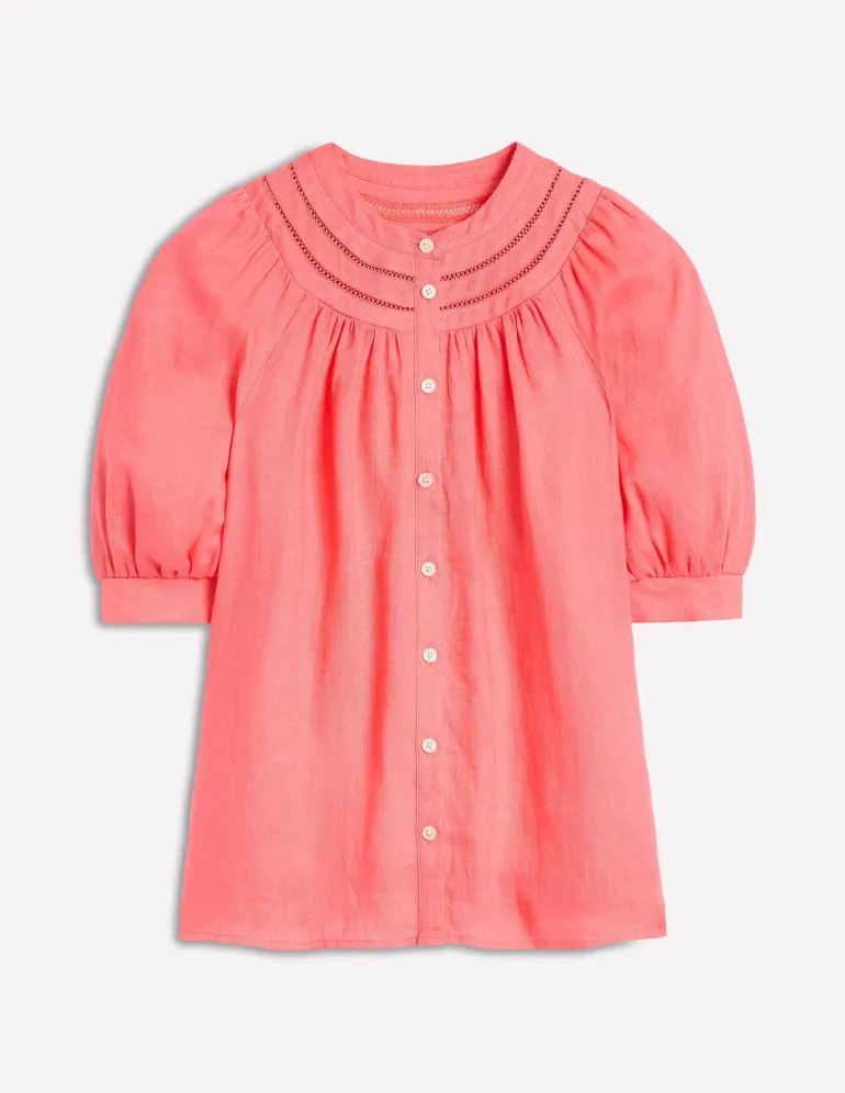 Bea Linen Top-Azealia Pink-Boden New