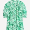 Bea Linen Top-Rich Emerald, Meadow Paisley-Boden Best