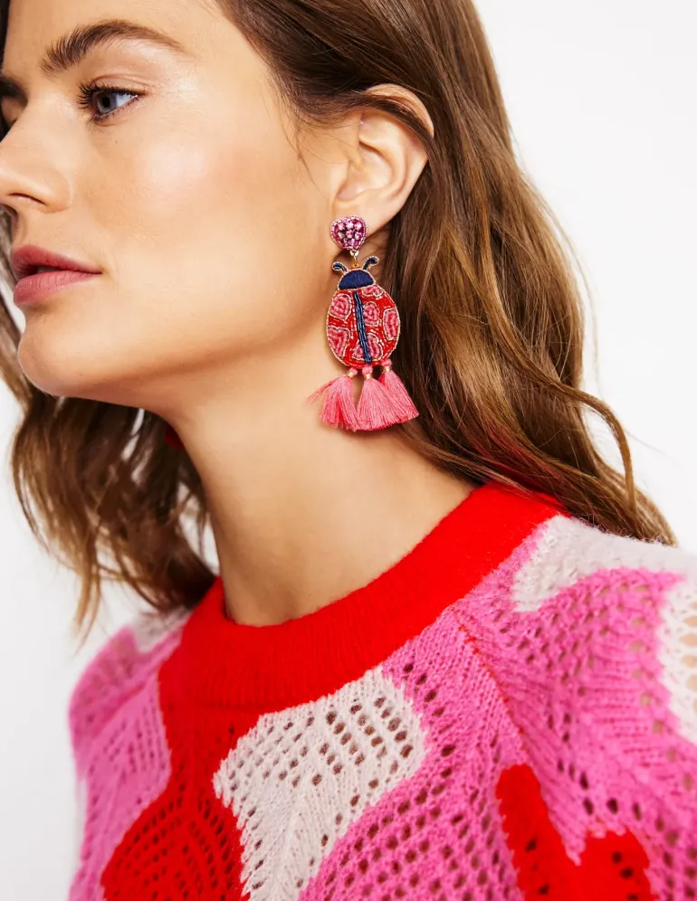 Beady Motif Earrings--Boden Fashion