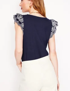 Belle Broderie Sleeve Top--Boden Shop