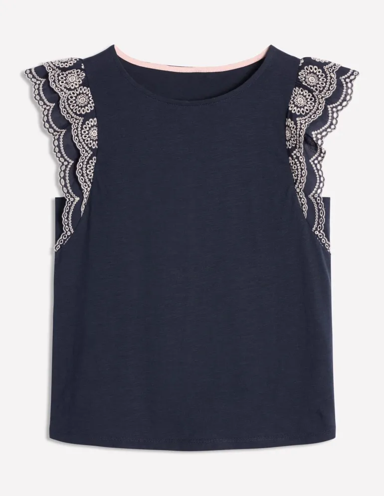 Belle Broderie Sleeve Top--Boden Shop