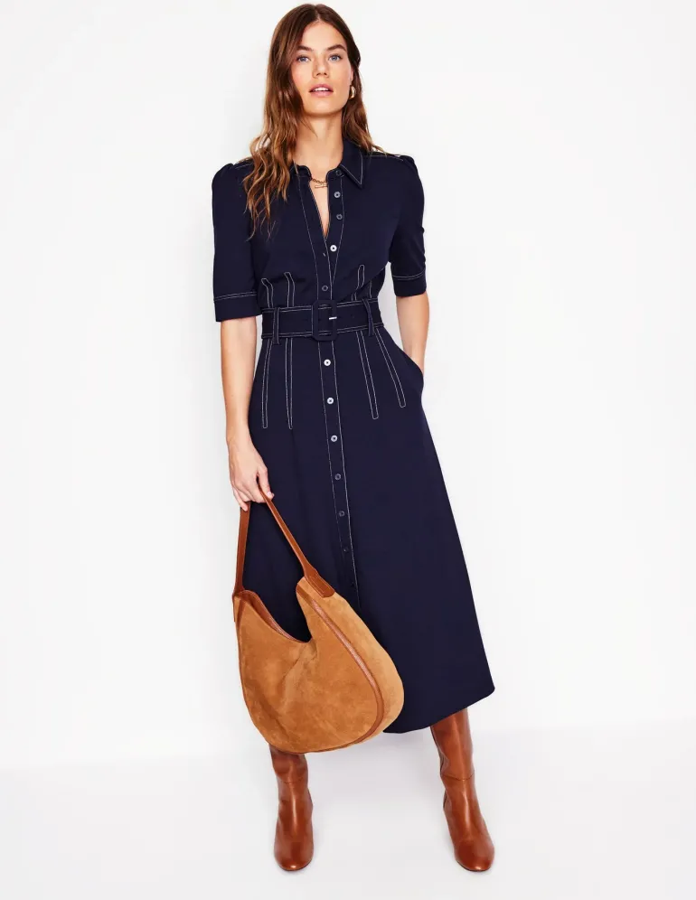 Belted Ponte Shirt Dress--Boden Flash Sale