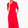 Belted Ponte Shirt Dress-Poppy Red-Boden Hot