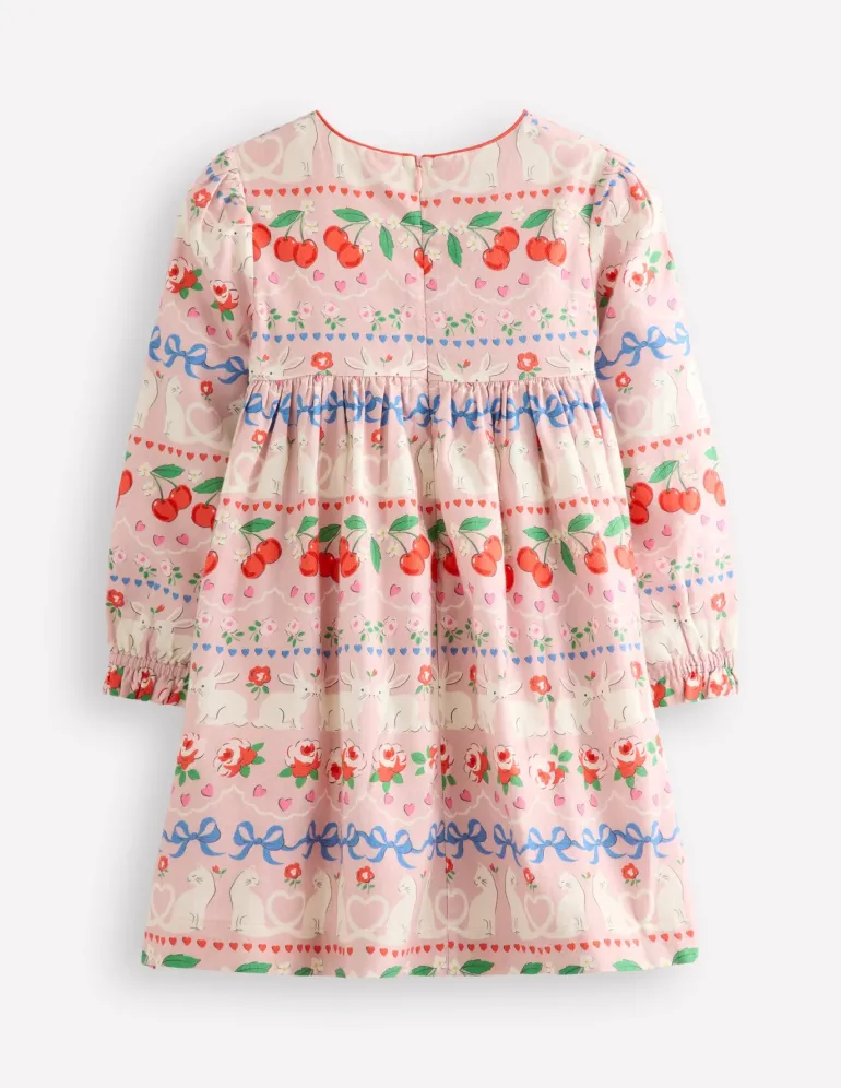Bess Cosy Smocked Dress-Pink Valentines Bunny-Boden Store