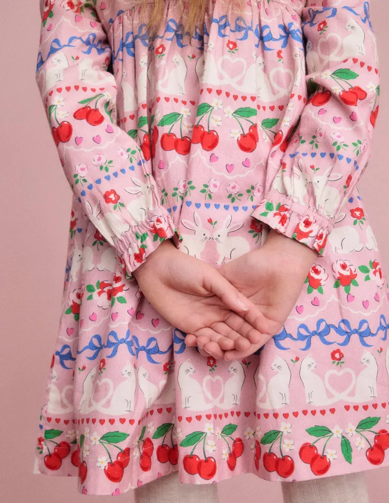 Bess Cosy Smocked Dress-Pink Valentines Bunny-Boden Store