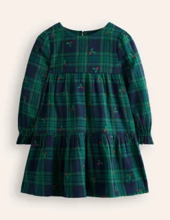 Betsy Tiered Twirly Dress-Blackwatch Check Holly-Boden Cheap