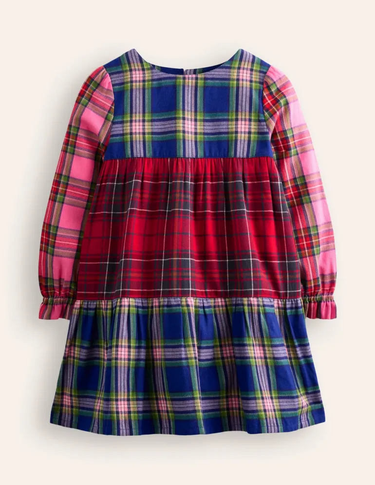Betsy Tiered Twirly Dress-Tartan Hotchpotch-Boden Cheap