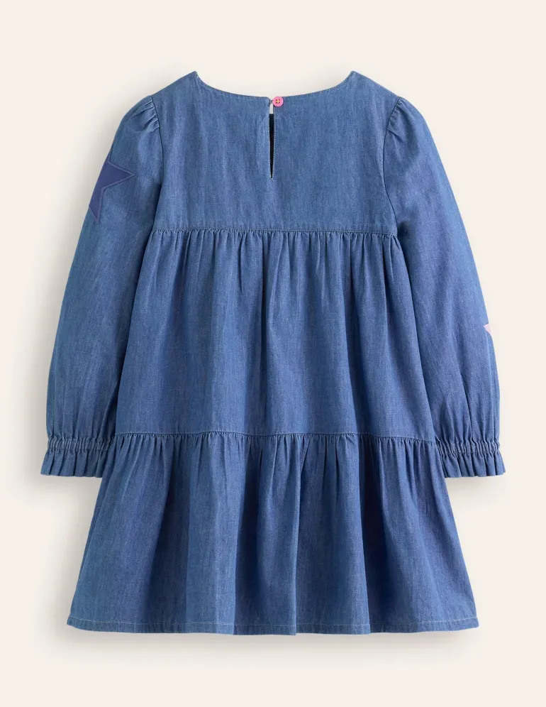 Betsy Tiered Twirly Dress-Mid Vintage Stars-Boden Flash Sale
