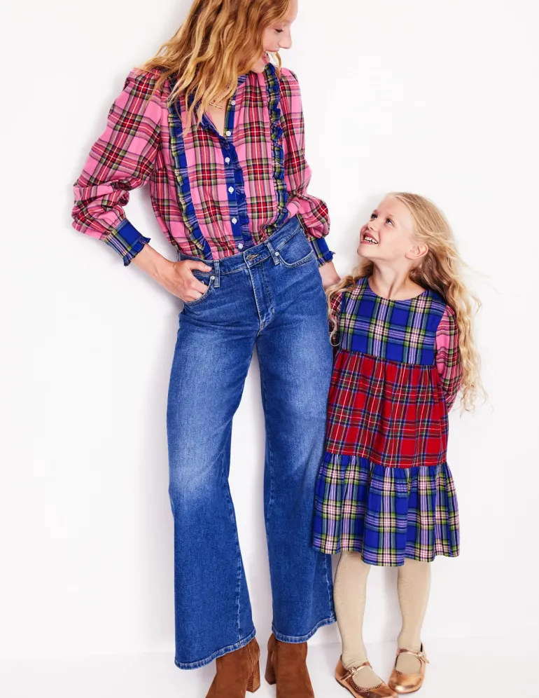 Betsy Tiered Twirly Dress-Tartan Hotchpotch-Boden Cheap