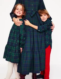 Betsy Tiered Twirly Dress-Blackwatch Check Holly-Boden Cheap