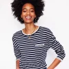 Blanket Stitch Boxy Top-Navy, Ivory-Boden Best