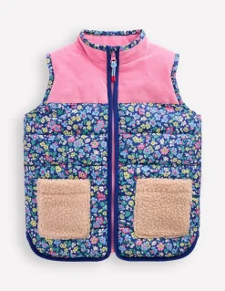 Borg Mix Collared Gilet-Sapphire Blue Nautical Floral-Boden Shop