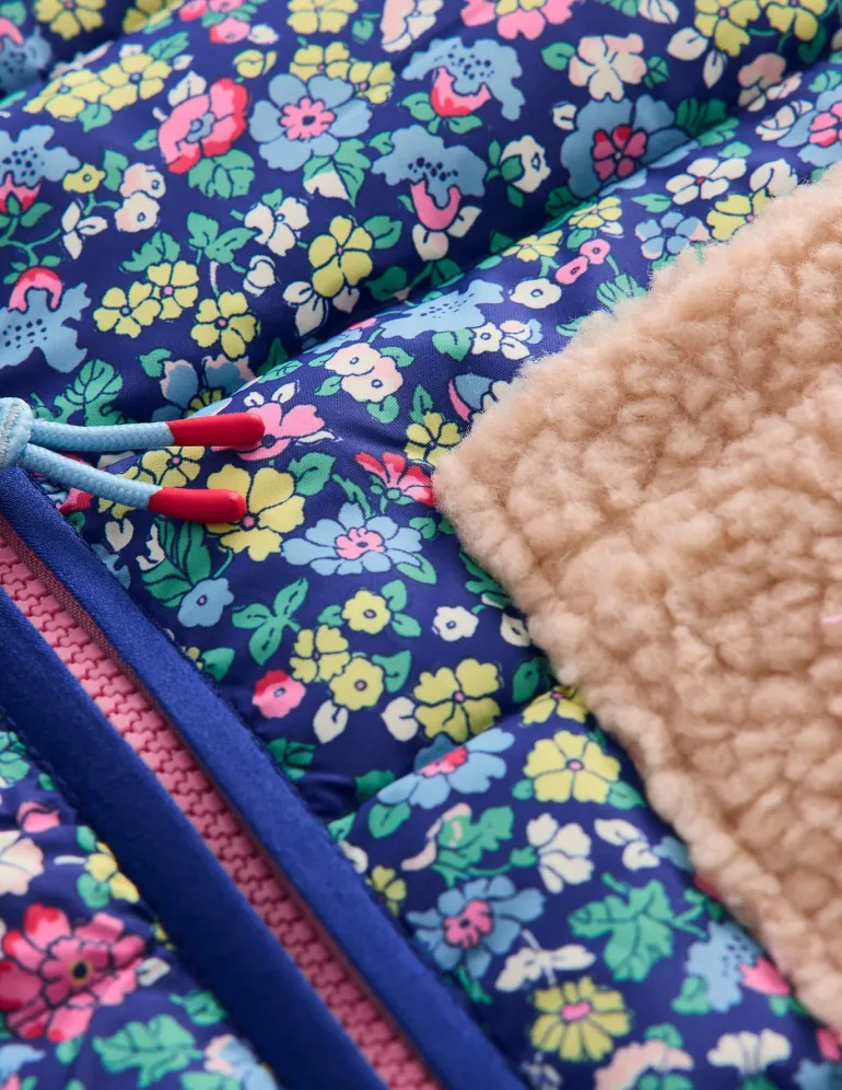Borg Mix Collared Gilet-Sapphire Blue Nautical Floral-Boden Shop