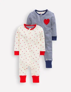 Boys Twin Pack Rompers-Starboard Blue Stripe-Boden Best
