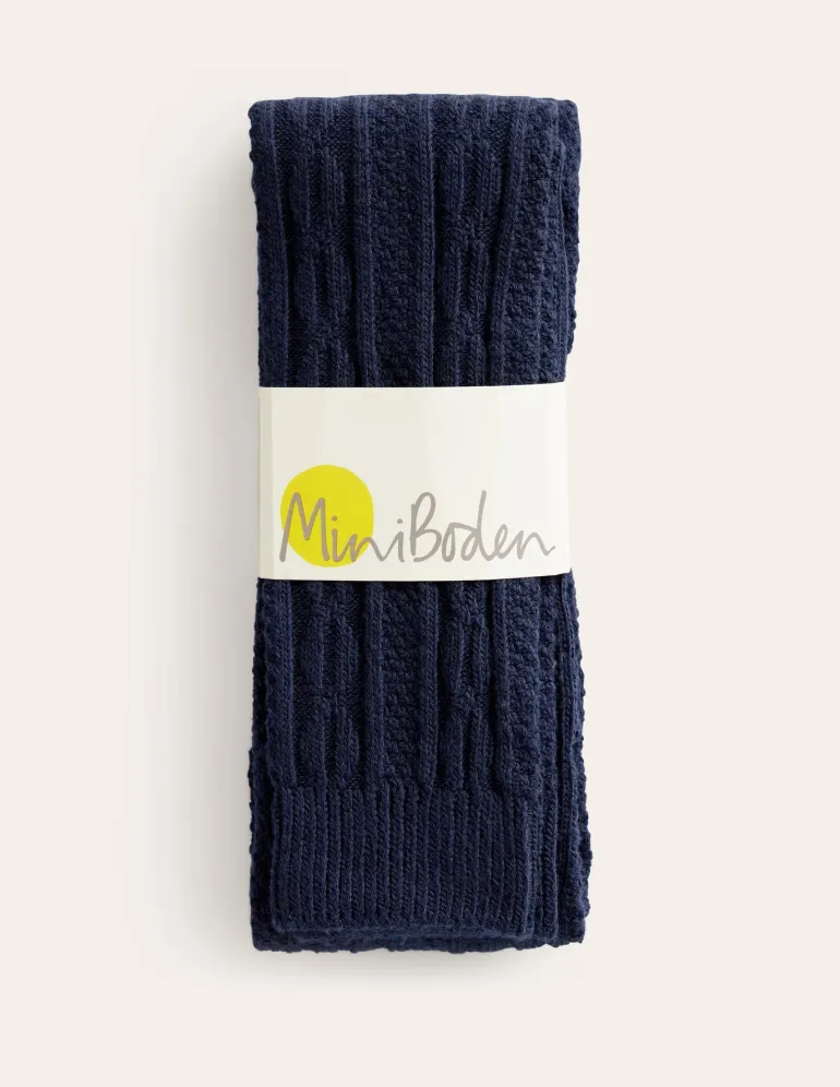 Cable Footless Tights-College Navy-Boden Best Sale