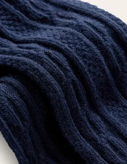 Cable Footless Tights-College Navy-Boden Best Sale