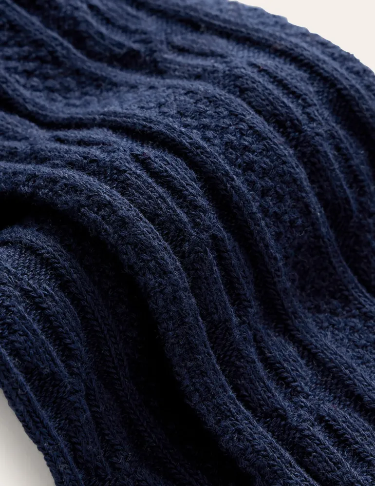 Cable Footless Tights-College Navy-Boden Best Sale