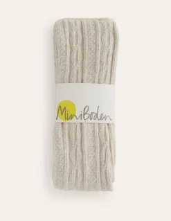 Cable Footless Tights-Oatmeal Marl-Boden Outlet