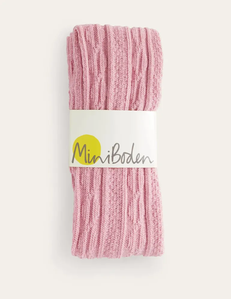 Cable Footless Tights-Vintage Pink-Boden Discount