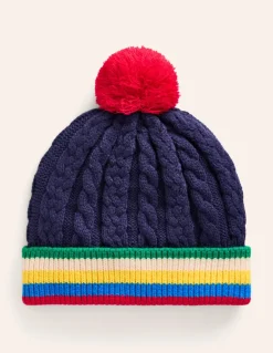 Cable Knitted Beanie-College Navy-Boden Shop