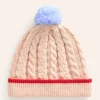Cable Knitted Beanie-Ecru Marl-Boden Clearance