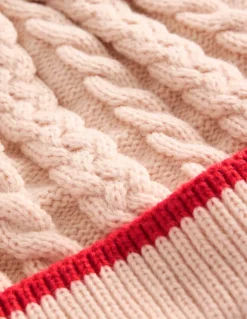 Cable Knitted Beanie-Ecru Marl-Boden Clearance