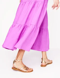 Casual Flat Sandal-Gold Woven Leather-Boden Outlet