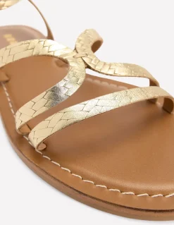 Casual Flat Sandal-Gold Woven Leather-Boden Outlet