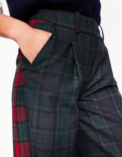 Chiswick Wool Blend Pants-Navy and Green Check-Boden Store