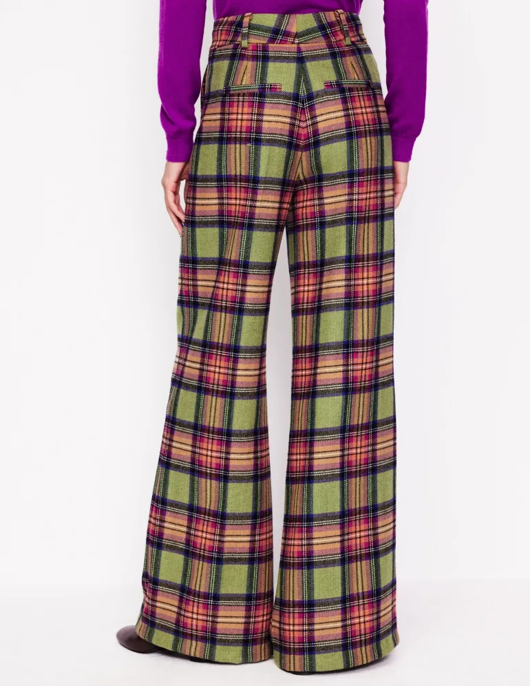 Chiswick Wool Blend Pants-Green and Purple Check-Boden Outlet