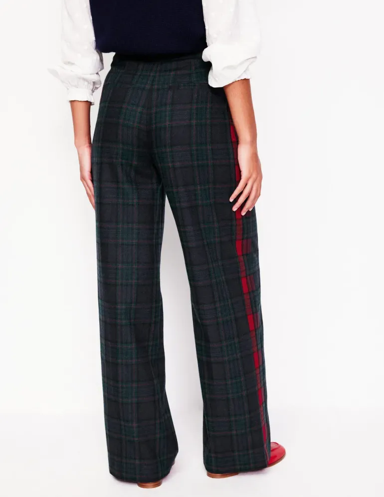 Chiswick Wool Blend Pants-Navy and Green Check-Boden Store