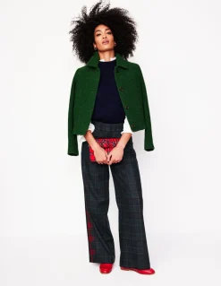 Chiswick Wool Blend Pants-Navy and Green Check-Boden Store