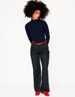 Chiswick Wool Blend Pants-Navy and Green Check-Boden Store