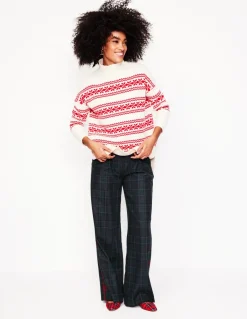 Chiswick Wool Blend Pants-Navy and Green Check-Boden Store