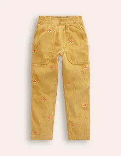 Chunky Cord Pull On Pants-Honeycomb Yellow Foxes-Boden Hot