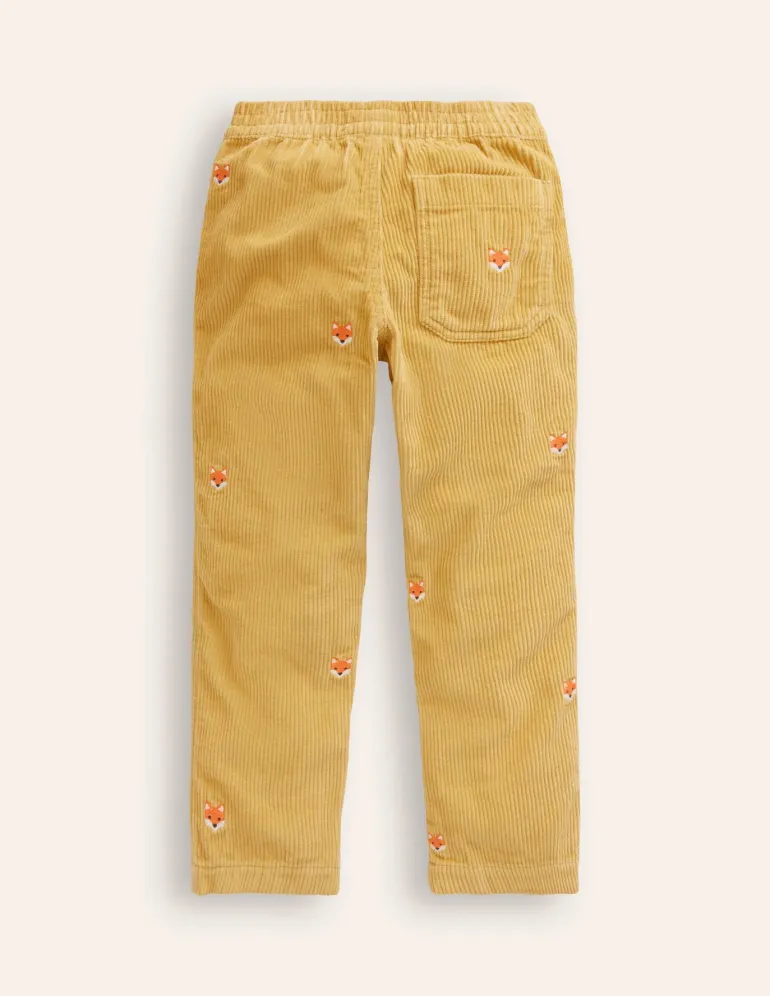 Chunky Cord Pull On Pants-Honeycomb Yellow Foxes-Boden Hot