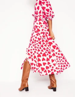 Clara Cotton Shirt Dress-Ivory, Heart Cluster-Boden Sale