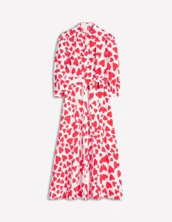 Clara Cotton Shirt Dress-Ivory, Heart Cluster-Boden Sale