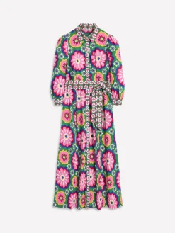 Clara Cotton Shirt Dress-Multi, Flower Tile-Boden Online