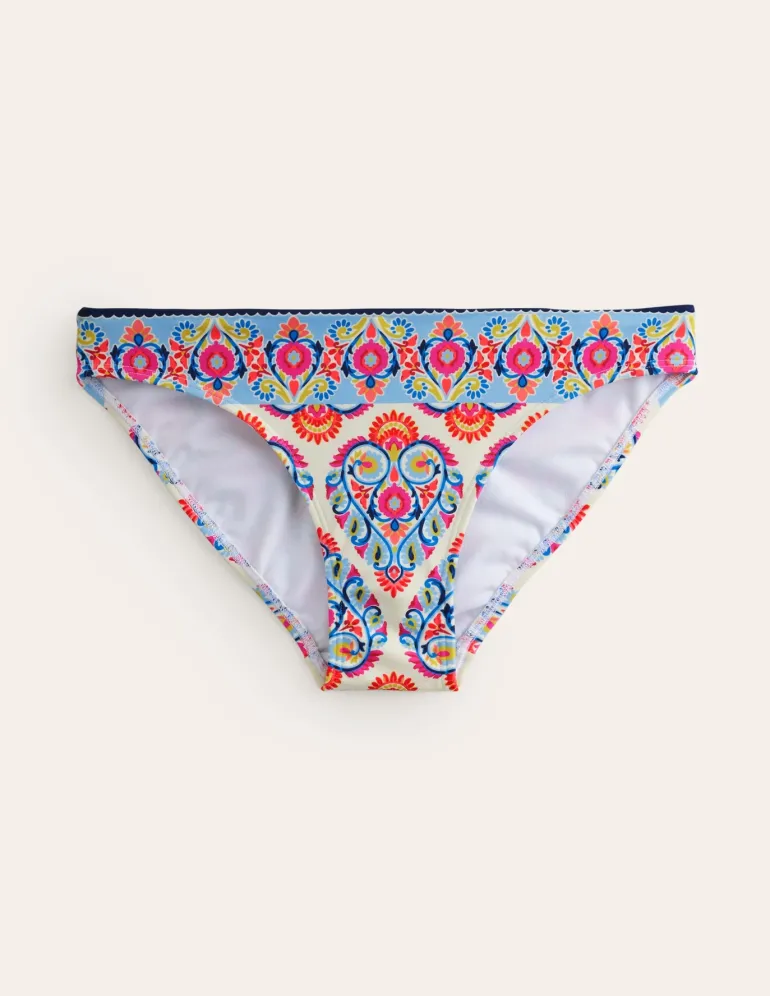 Classic Bikini Bottoms-Ivory, Flora Stamp-Boden Store