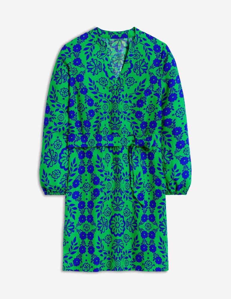 Cleo Tie Waist Linen Dress-Aleo, Structured Meadow-Boden Store