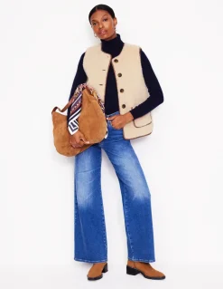 Clerkenwell Borg Button Gilet-Natural Faux Fur-Boden Discount