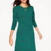 Cornelia Ottoman Dress-Rich Emerald, Navy Stripe-Boden Sale