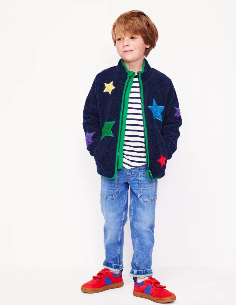 Cosy Borg Jacket-College Navy Star-Boden New