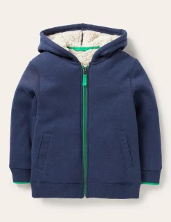 Cosy Fleece-Lined Hoodie-College Navy Marl-Boden Best Sale